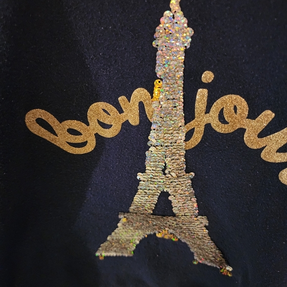 (2/$15) Oshkosh B'Gosh Bonjour Flippy Sequin Navy Sweatshirt - Picture 3 of 6